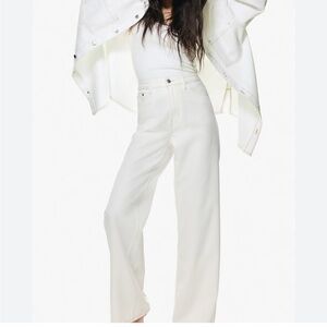 H&M Baggy Wide Leg Denim High Rise Jeans White Size 6